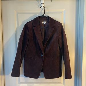 Loft Corduroy Plum One Button Academia Blazer, size 10